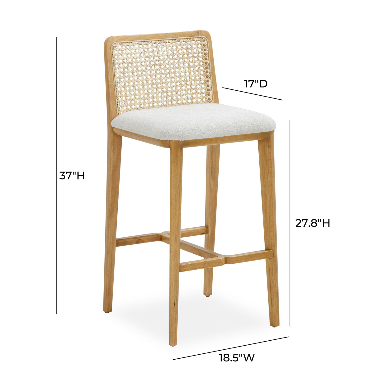 TOV Gerri Performance Tweed and Rattan Counter Stool