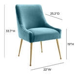 TOV Beatrix Sea Blue Velvet Side Chair