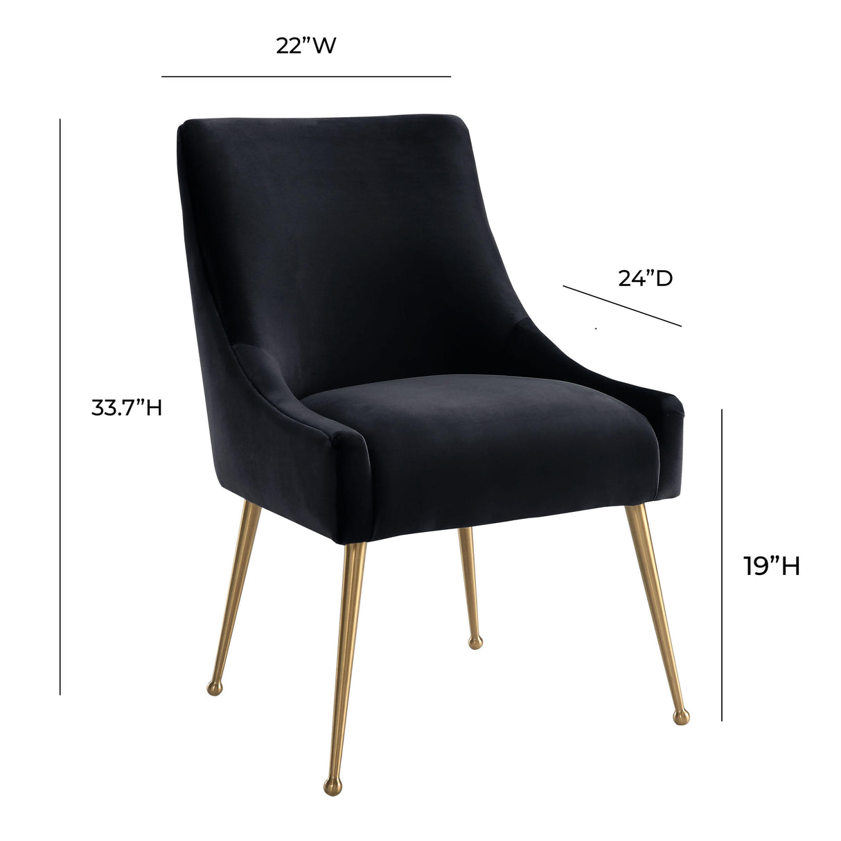 TOV Beatrix Black Velvet Side Chair
