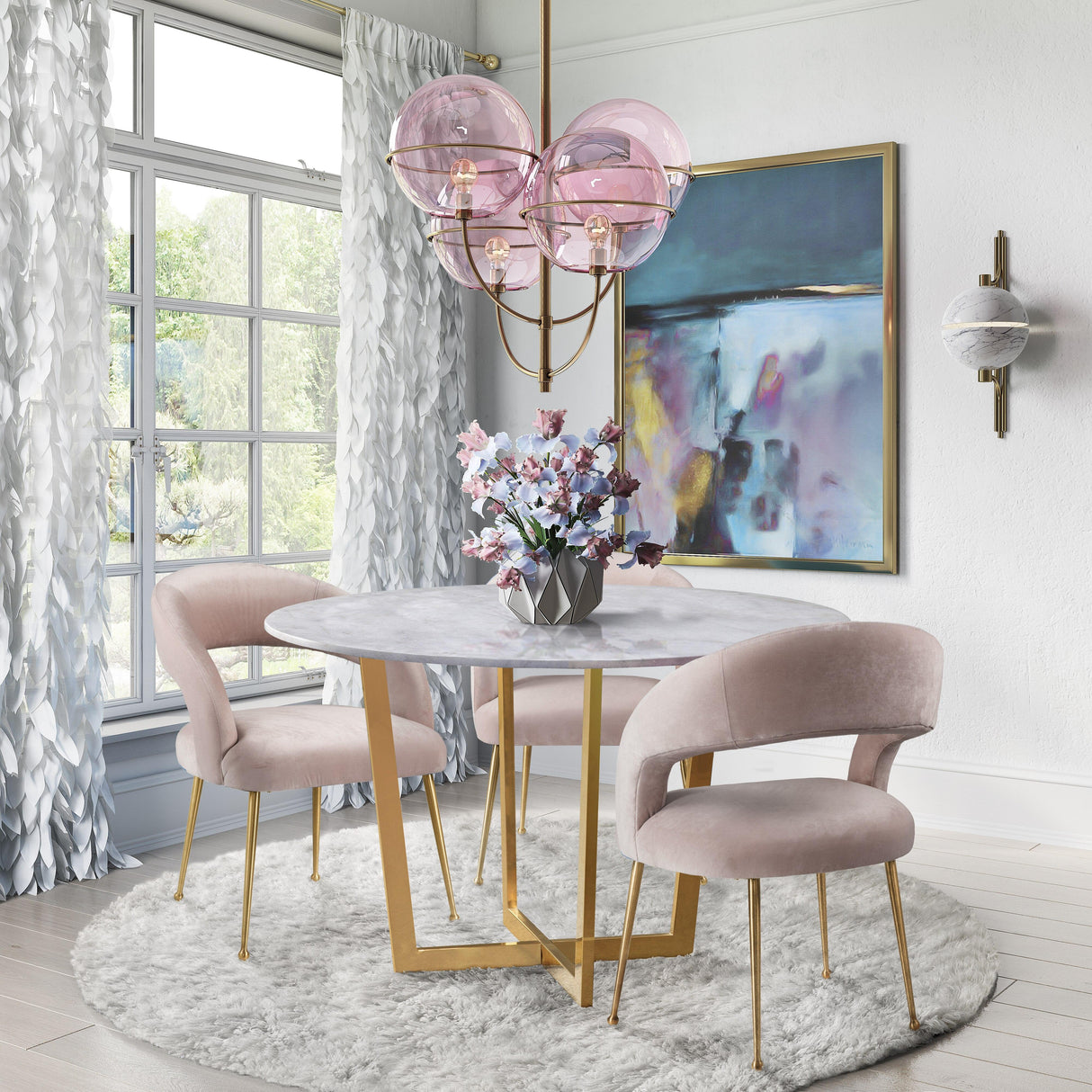 TOV Rocco Blush Velvet Dining Chair