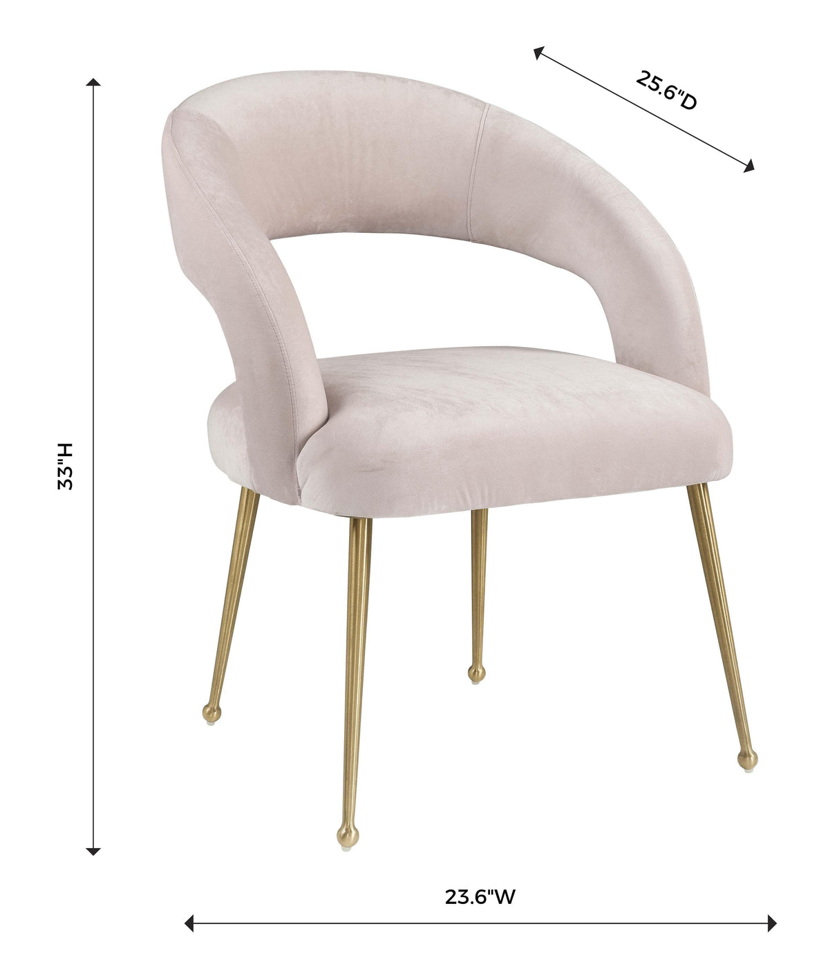TOV Rocco Blush Velvet Dining Chair