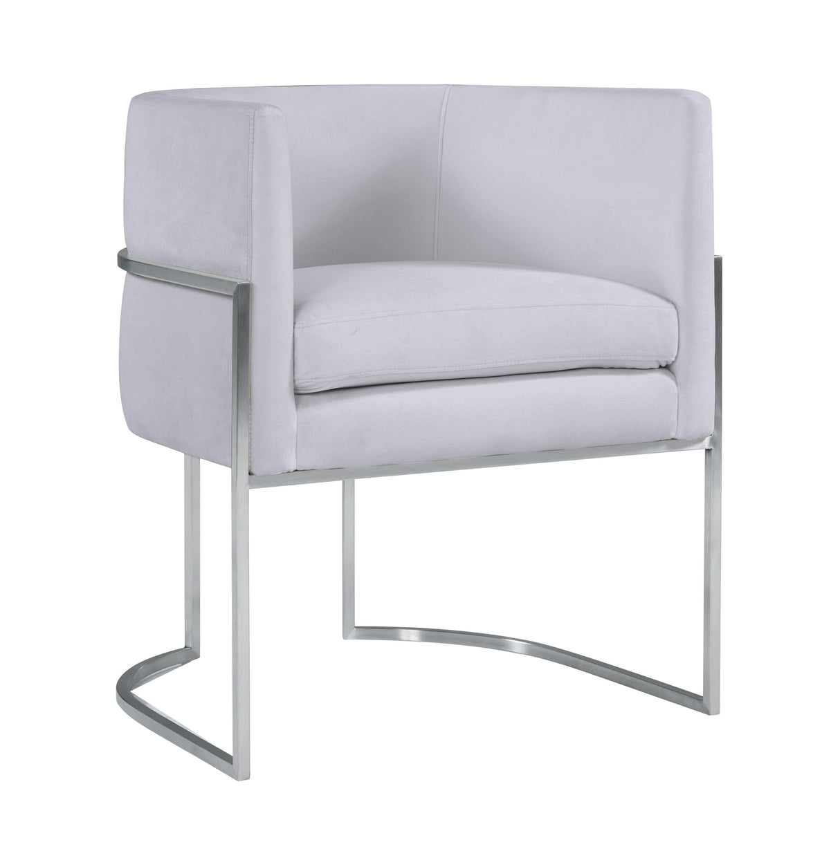 TOV Giselle Grey Velvet Dining Chair with Silver Leg