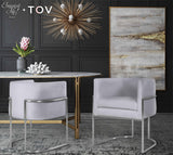 TOV Giselle Grey Velvet Dining Chair with Silver Leg