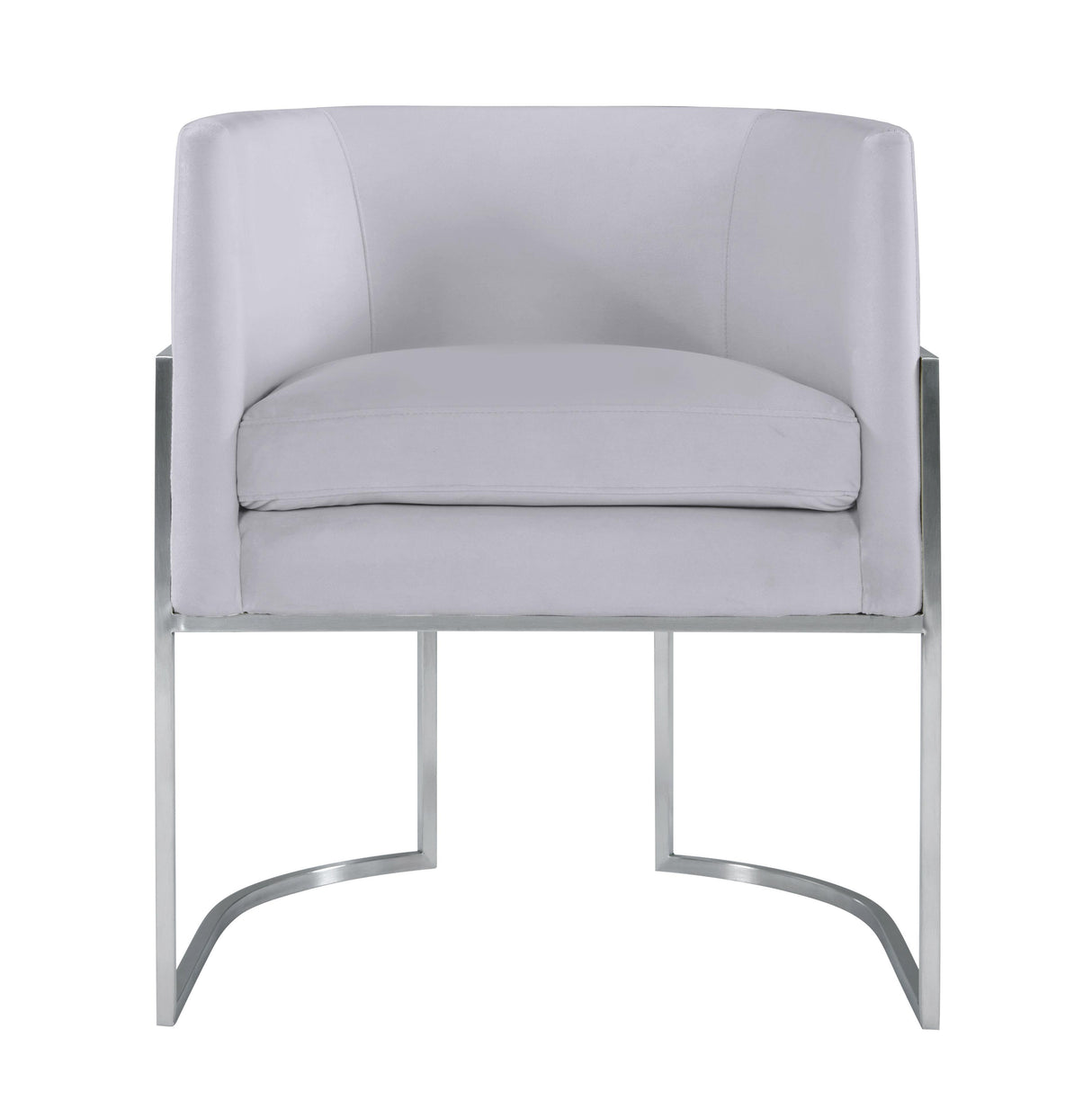 TOV Giselle Grey Velvet Dining Chair with Silver Leg