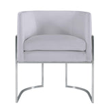 TOV Giselle Grey Velvet Dining Chair with Silver Leg