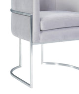 TOV Giselle Grey Velvet Dining Chair with Silver Leg
