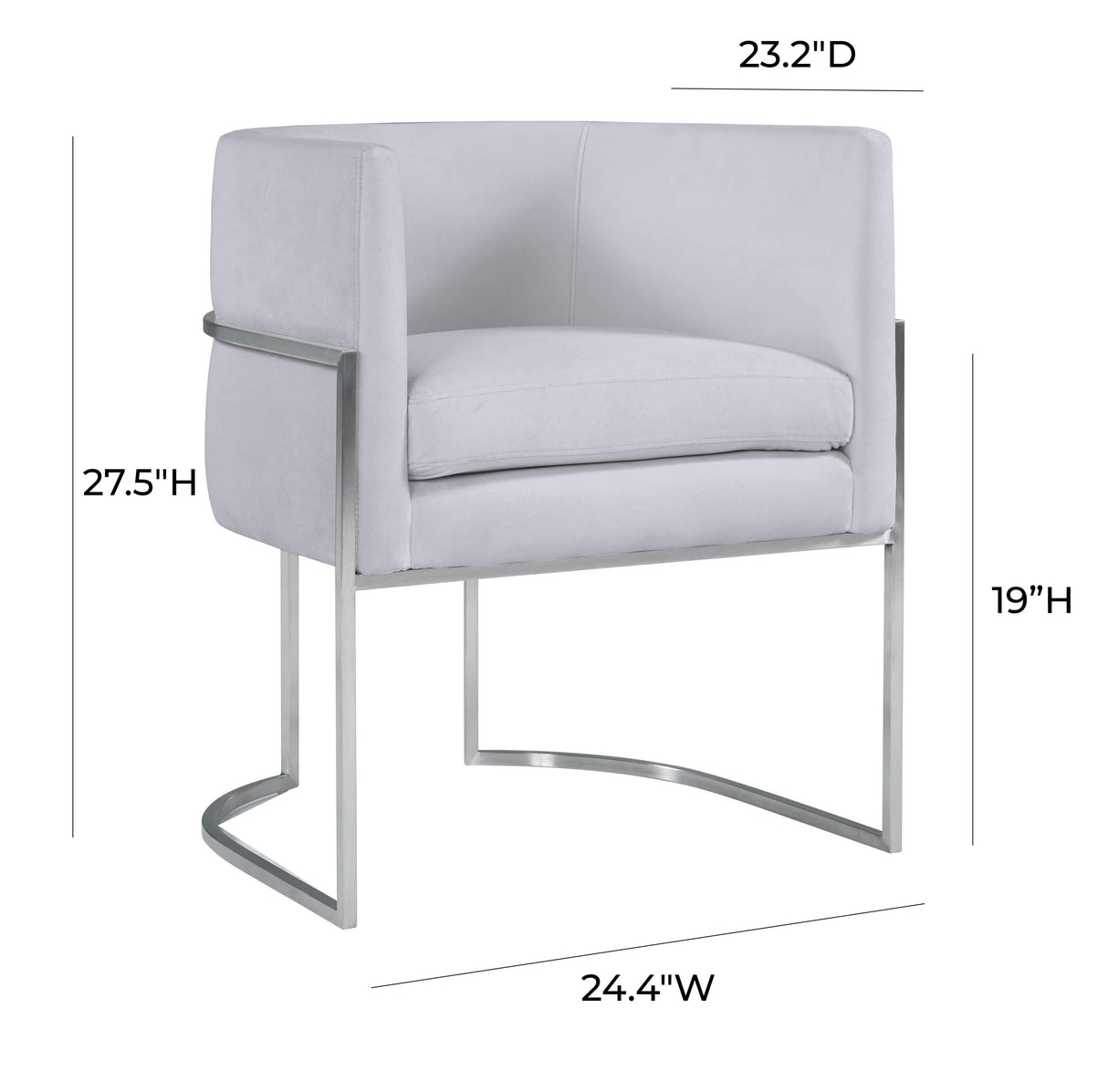 TOV Giselle Grey Velvet Dining Chair with Silver Leg