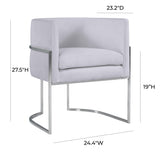 TOV Giselle Grey Velvet Dining Chair with Silver Leg