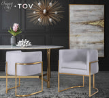 TOV Giselle Grey Velvet Dining Chair with Gold Leg