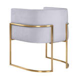 TOV Giselle Grey Velvet Dining Chair with Gold Leg