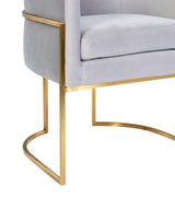 TOV Giselle Grey Velvet Dining Chair with Gold Leg