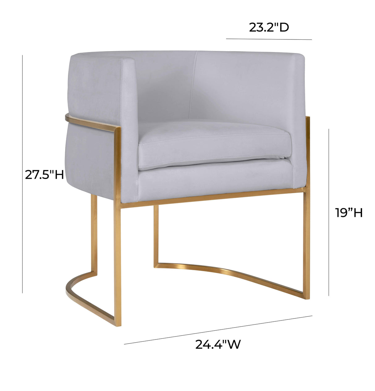TOV Giselle Grey Velvet Dining Chair with Gold Leg