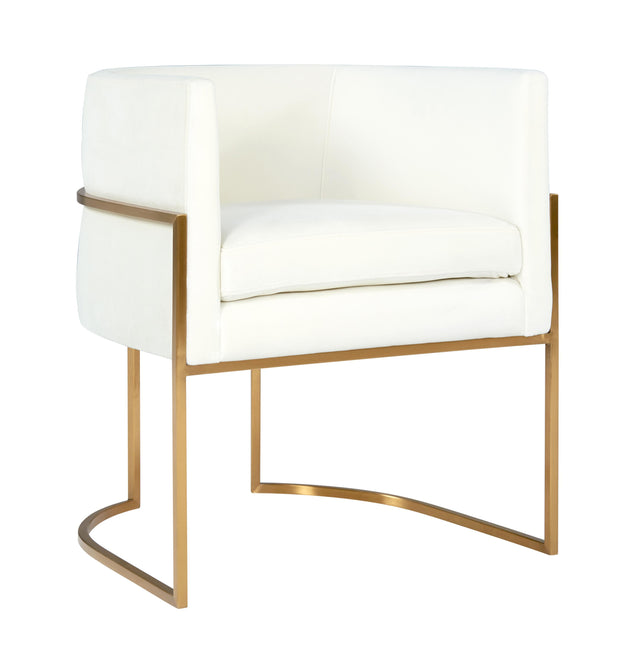 TOV Giselle Cream Velvet Dining Chair Gold Leg
