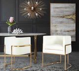 TOV Giselle Cream Velvet Dining Chair Gold Leg