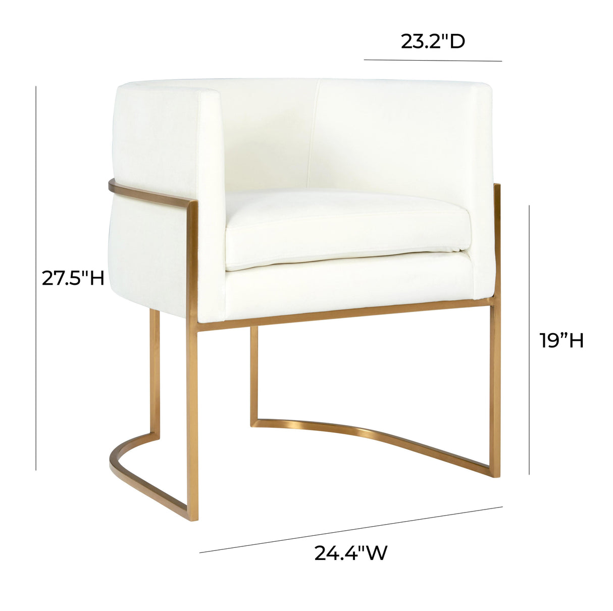 TOV Giselle Cream Velvet Dining Chair Gold Leg