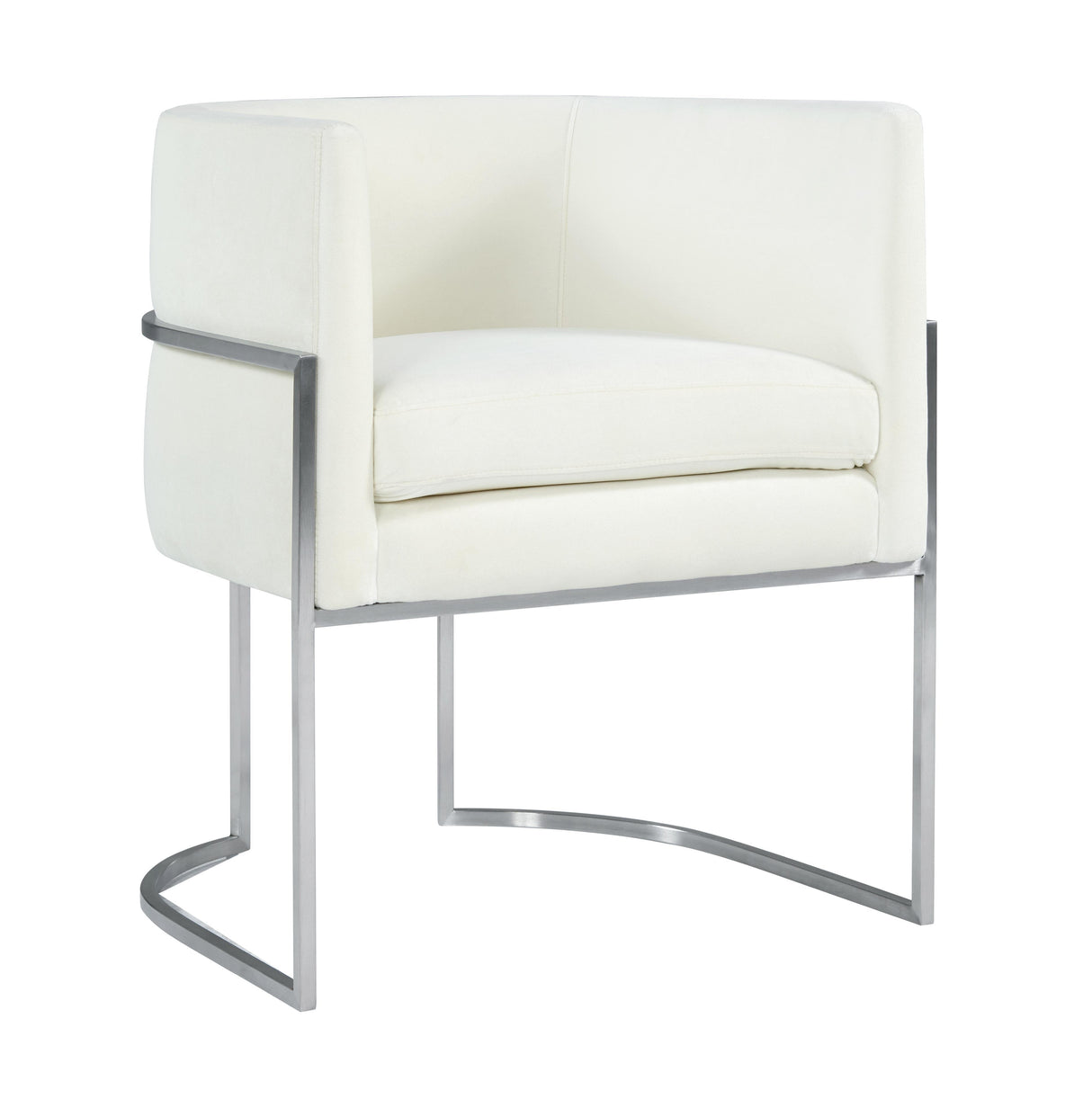 TOV Giselle Cream Velvet Dining Chair Silver Leg