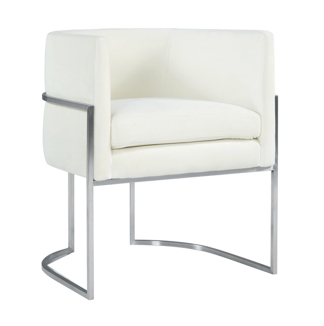 TOV Giselle Cream Velvet Dining Chair Silver Leg