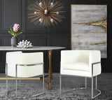 TOV Giselle Cream Velvet Dining Chair Silver Leg