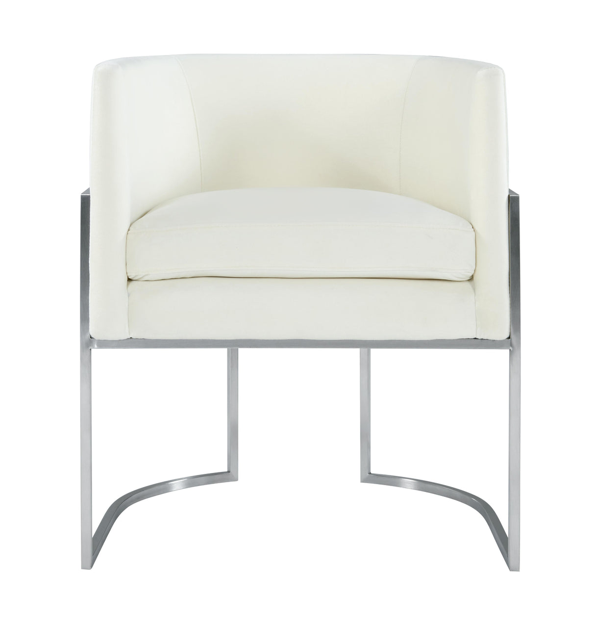 TOV Giselle Cream Velvet Dining Chair Silver Leg