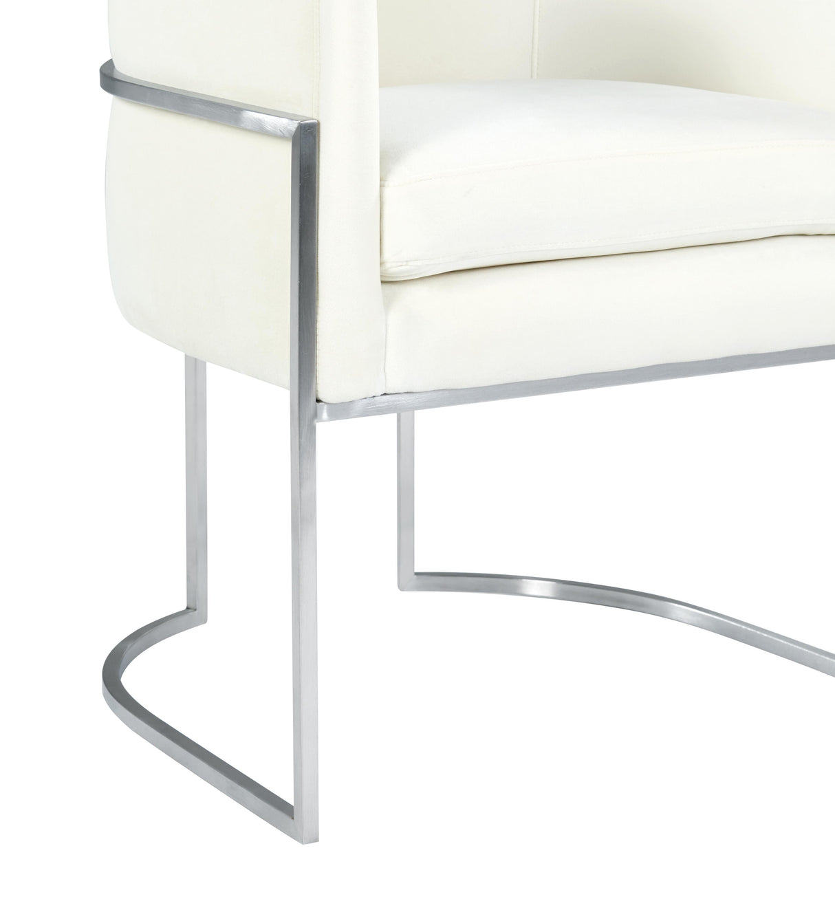 TOV Giselle Cream Velvet Dining Chair Silver Leg