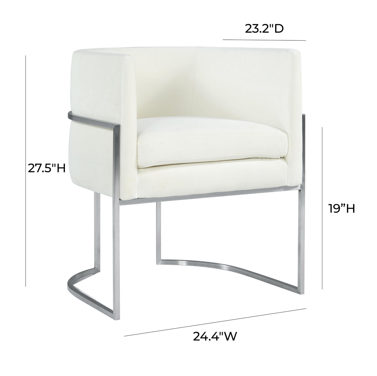 TOV Giselle Cream Velvet Dining Chair Silver Leg