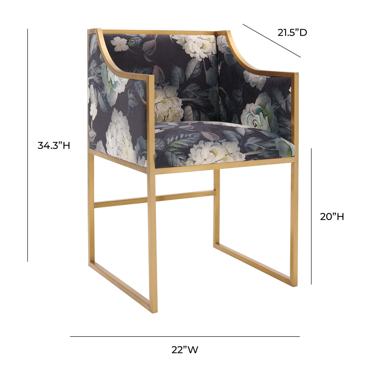 TOV Atara Floral Velvet Gold Chair