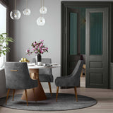 TOV Beatrix Pleated Grey Velvet Side Chair