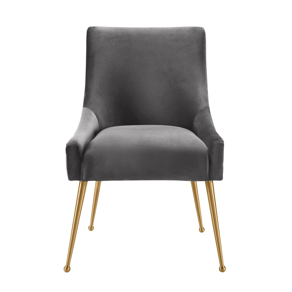 TOV Beatrix Pleated Grey Velvet Side Chair
