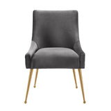 TOV Beatrix Pleated Grey Velvet Side Chair