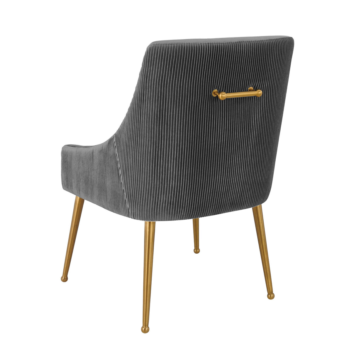 TOV Beatrix Pleated Grey Velvet Side Chair