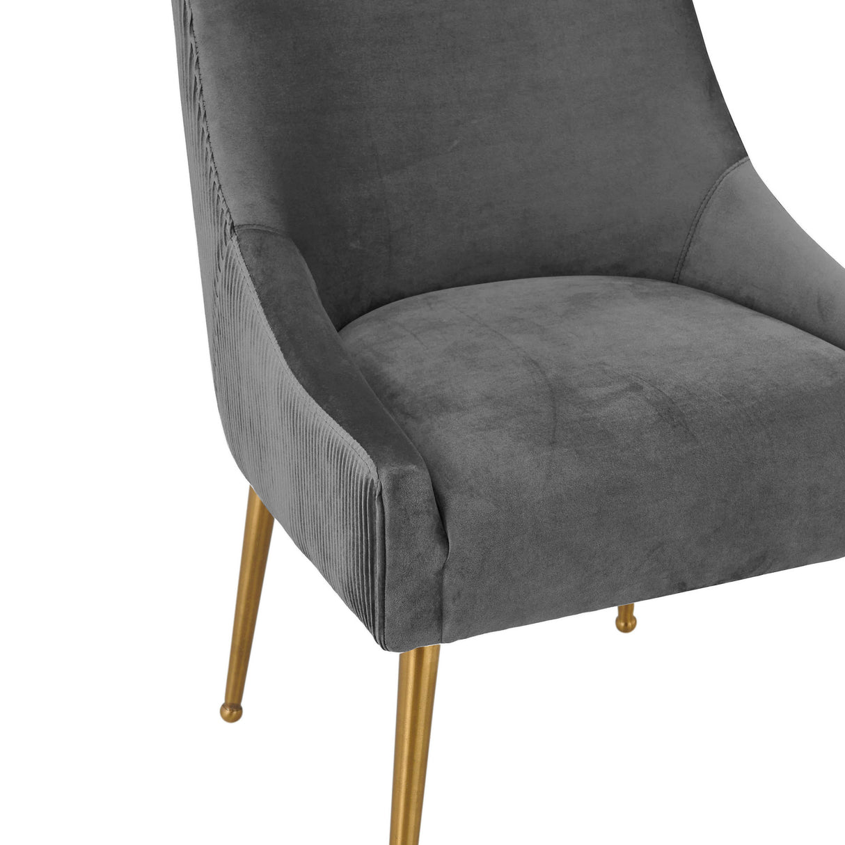 TOV Beatrix Pleated Grey Velvet Side Chair