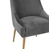 TOV Beatrix Pleated Grey Velvet Side Chair