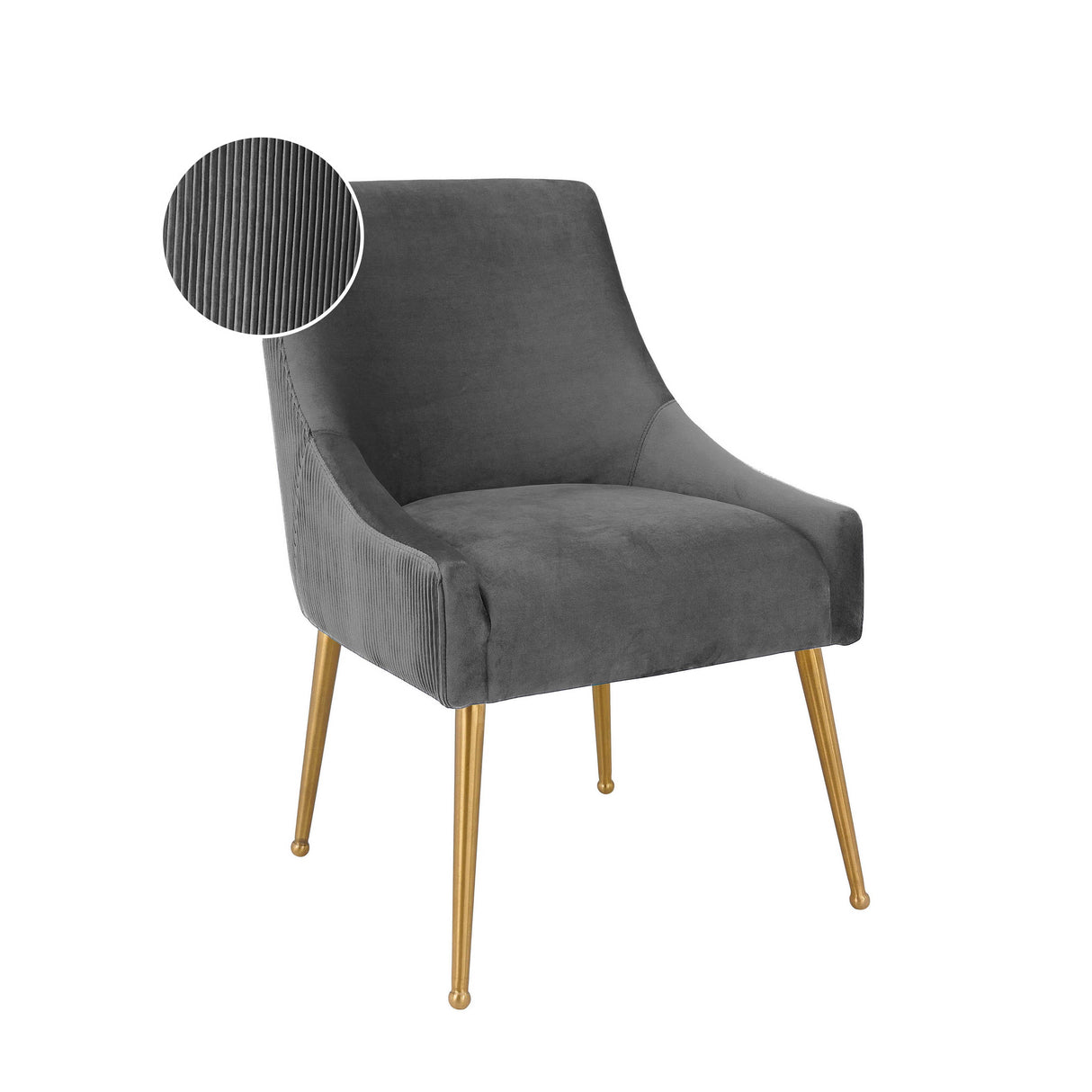 TOV Beatrix Pleated Grey Velvet Side Chair