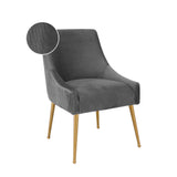 TOV Beatrix Pleated Grey Velvet Side Chair