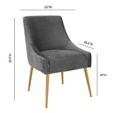 TOV Beatrix Pleated Grey Velvet Side Chair