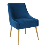 TOV Beatrix Pleated Navy Velvet Side Chair