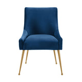 TOV Beatrix Pleated Navy Velvet Side Chair