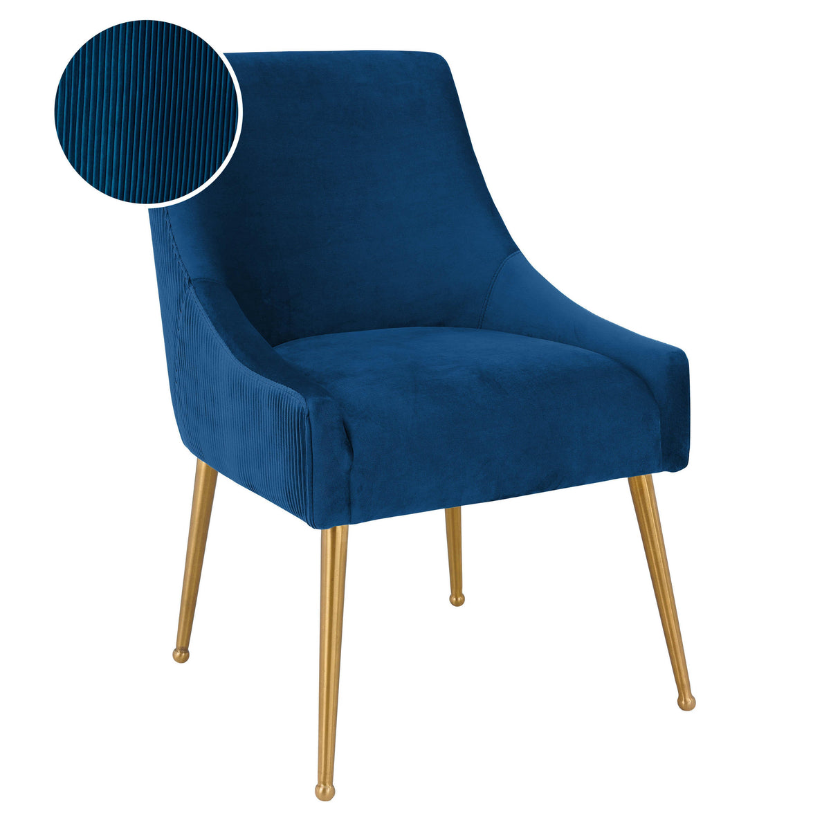 TOV Beatrix Pleated Navy Velvet Side Chair