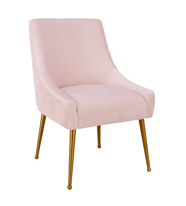 TOV Beatrix Pleated Blush Velvet Side Chair