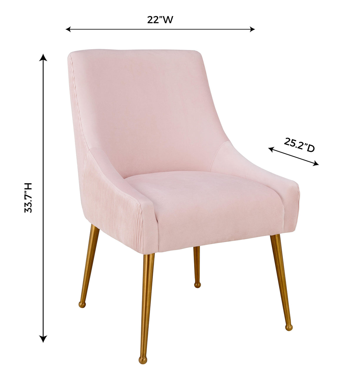 TOV Beatrix Pleated Blush Velvet Side Chair
