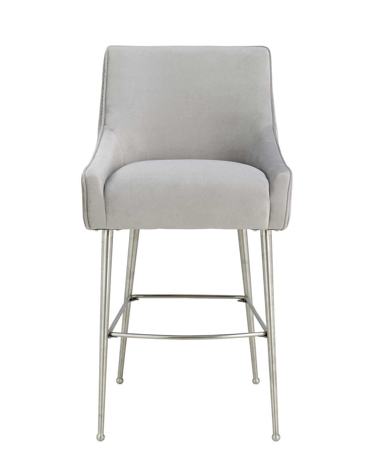TOV Beatrix Pleated Light Grey Velvet Counter Stool
