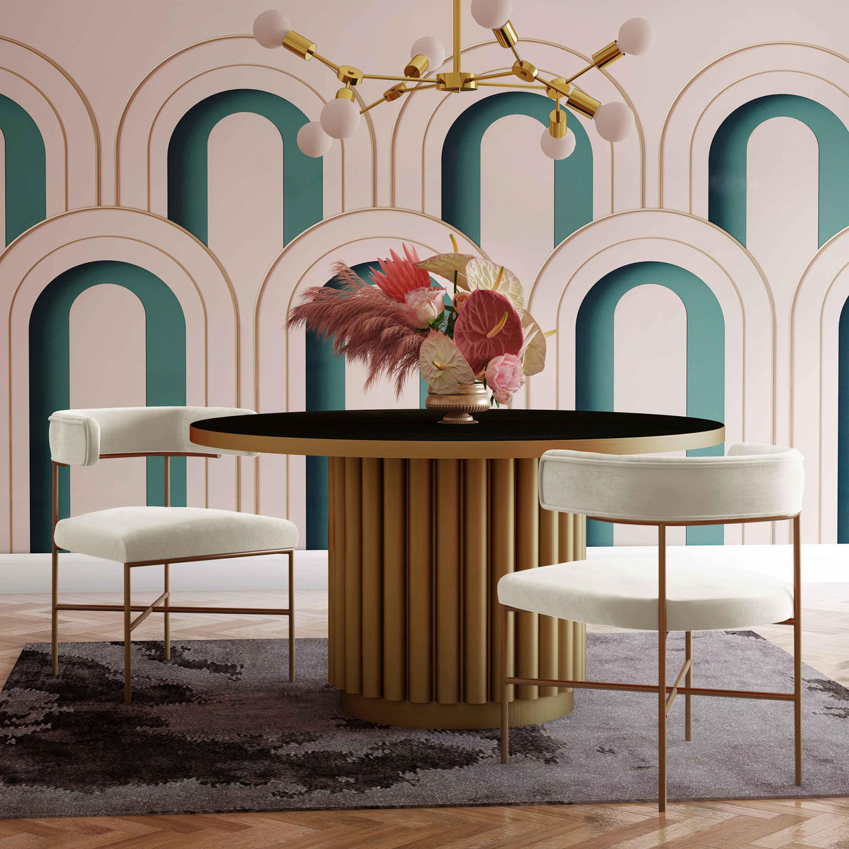 TOV Kim Velvet Chair in Cream