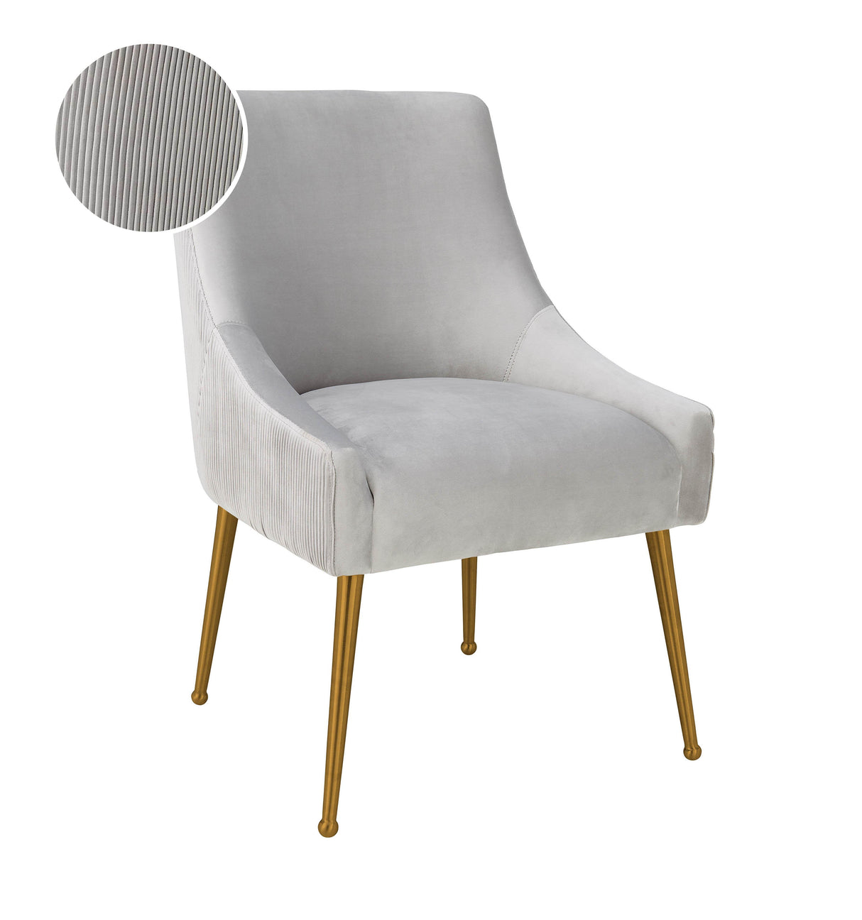TOV Beatrix Pleated Light Grey Velvet Side Chair