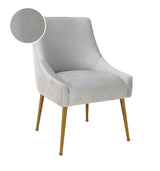 TOV Beatrix Pleated Light Grey Velvet Side Chair