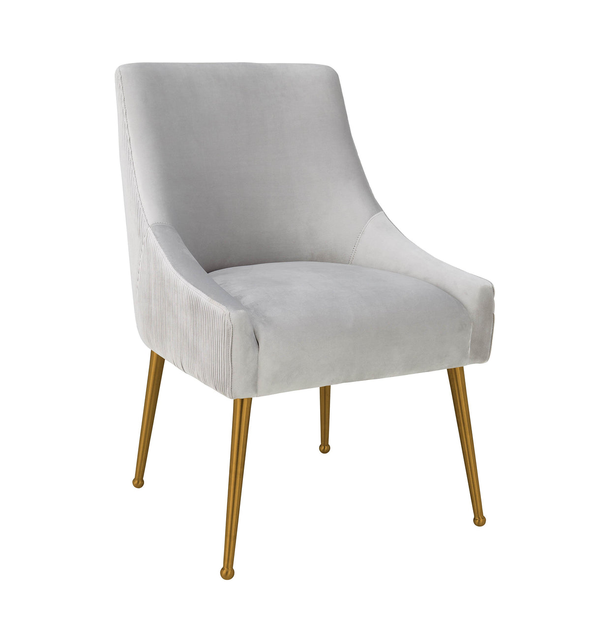 TOV Beatrix Pleated Light Grey Velvet Side Chair