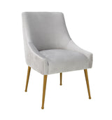 TOV Beatrix Pleated Light Grey Velvet Side Chair