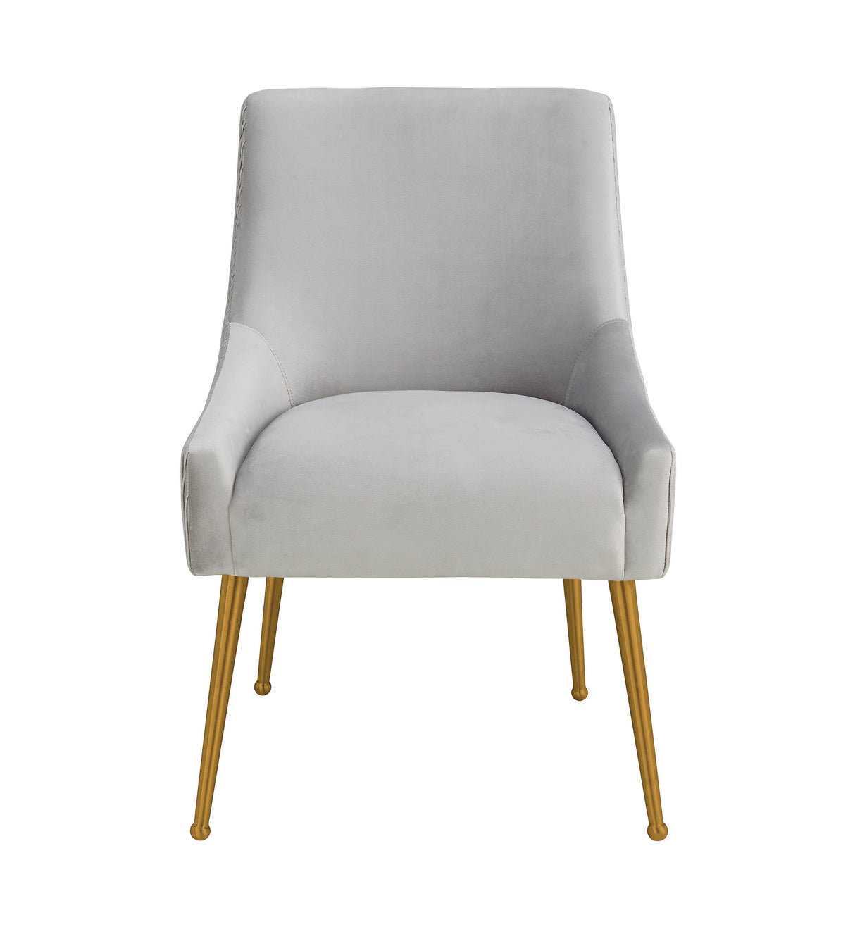 TOV Beatrix Pleated Light Grey Velvet Side Chair