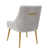 TOV Beatrix Pleated Light Grey Velvet Side Chair