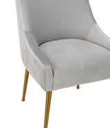 TOV Beatrix Pleated Light Grey Velvet Side Chair