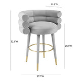TOV Betty Grey Velvet Counter Stool
